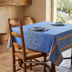 French Provencal tablecloth - Acrylic coated cotton, Spill-proof - 60" square - Clos des Oliviers blue | Label France - Che Cose Belle