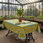 French Provencal tablecloth - Acrylic coated cotton, Spill - proof - 60x96" Rectangular - Lemons green | Tissus Toselli - Che Cose Belle