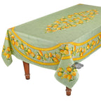 French Provencal tablecloth - Acrylic coated cotton, Spill - proof - 60x96" Rectangular - Lemons green | Tissus Toselli - Che Cose Belle
