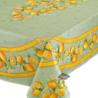 French Provencal tablecloth - Acrylic coated cotton, Spill - proof - 60x96" Rectangular - Lemons green | Tissus Toselli - Che Cose Belle