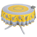 French Provencal tablecloth - Acrylic coated cotton, Spill-proof - 70" round - Lauris yellow | Tissus Toselli - Che Cose Belle