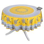 French Provencal tablecloth - Acrylic coated cotton, Spill-proof - 70" round - Lauris yellow | Tissus Toselli - Che Cose Belle