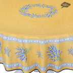 French Provencal tablecloth - Acrylic coated cotton, Spill-proof - 70" Round - Valensole yellow | Label France - Che Cose Belle
