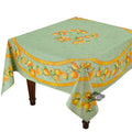 French Provencal tablecloth - Acrylic coated cotton, Spill - proof - 70" square - Lemons green | Tissus Toselli - Che Cose Belle