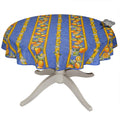 French Provencal tablecloth - Cotton, natural or acrylic-coated - 58" round - Lemon blue | Tissus Toselli - Che Cose Belle