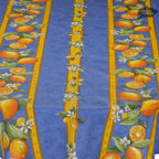French Provencal tablecloth - Cotton, natural or acrylic-coated - 58" round - Lemon blue | Tissus Toselli - Che Cose Belle