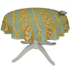 French Provencal tablecloth - Cotton, natural or acrylic-coated - 58" round - Lemon green | Tissus Toselli - Che Cose Belle
