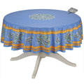 French Provencal tablecloth - Cotton, natural or acrylic-coated - 70" round - Clos des Oliviers blue | Label France - Che Cose Belle