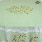 French Provencal tablecloth - Cotton, natural or acrylic-coated - 70" round - Clos des Oliviers green | Label France - Che Cose Belle