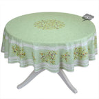 French Provencal tablecloth - Cotton, natural or acrylic-coated - 70" round - Clos des Oliviers green | Label France - Che Cose Belle