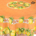 French Provencal tablecloth - Polyester - Stain-resistant - 70" round - Citrus orange| Provence Imports - Che Cose Belle