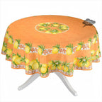French Provencal tablecloth - Polyester - Stain-resistant - 70" round - Citrus orange| Provence Imports - Che Cose Belle