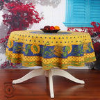French Provencal tablecloth - Polyester - Stain - resistant - 70" round - Tournesol blue | Provence Imports - Che Cose Belle