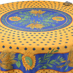 French Provencal tablecloth - Polyester - Stain - resistant - 70" round - Tournesol blue | Provence Imports - Che Cose Belle