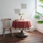 French Romantic Simple Ruffle Tablecloth Cotton Linen Table Cover American Round Tea Table Literary Retro Party Decoration - Che Cose Belle