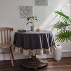 French Romantic Simple Ruffle Tablecloth Cotton Linen Table Cover American Round Tea Table Literary Retro Party Decoration - Che Cose Belle