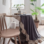 French Romantic Simple Ruffle Tablecloth Cotton Linen Table Cover American Round Tea Table Literary Retro Party Decoration - Che Cose Belle