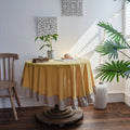 French Romantic Simple Ruffle Tablecloth Cotton Linen Table Cover American Round Tea Table Literary Retro Party Decoration - Che Cose Belle