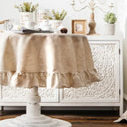 French Romantic Simple Ruffle Tablecloth Cotton Linen Table Cover American Round Tea Table Literary Retro Party Decoration - Che Cose Belle