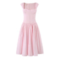 French Sweet Pink Boning Corset Strap Dress Cocktail Formal Mid Length Dress Women Summer - Che Cose Belle
