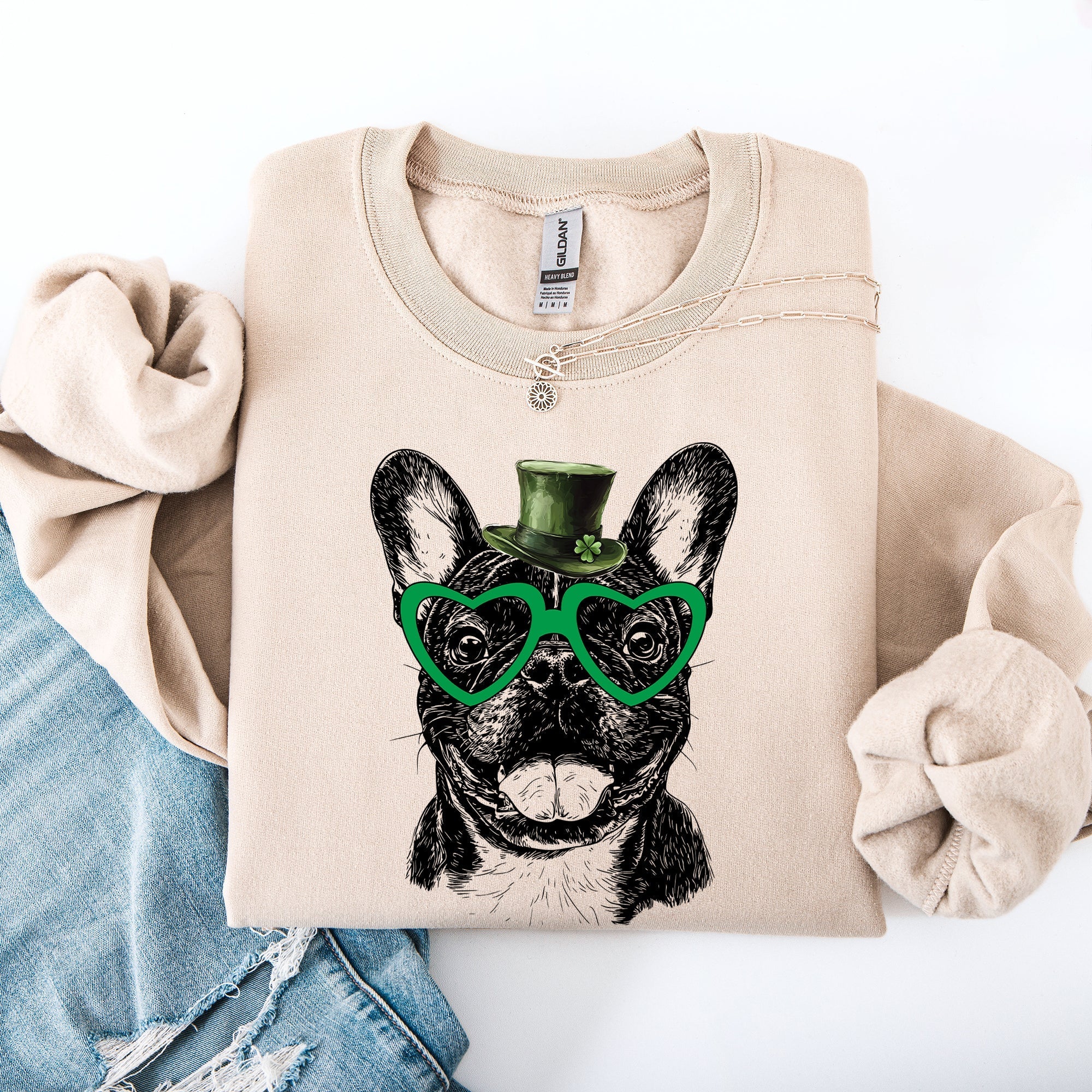 Frenchie, French Bulldog, Adorable Dog, St Patrick's Day, Lucky, Irish Sweatshirt - Che Cose Belle
