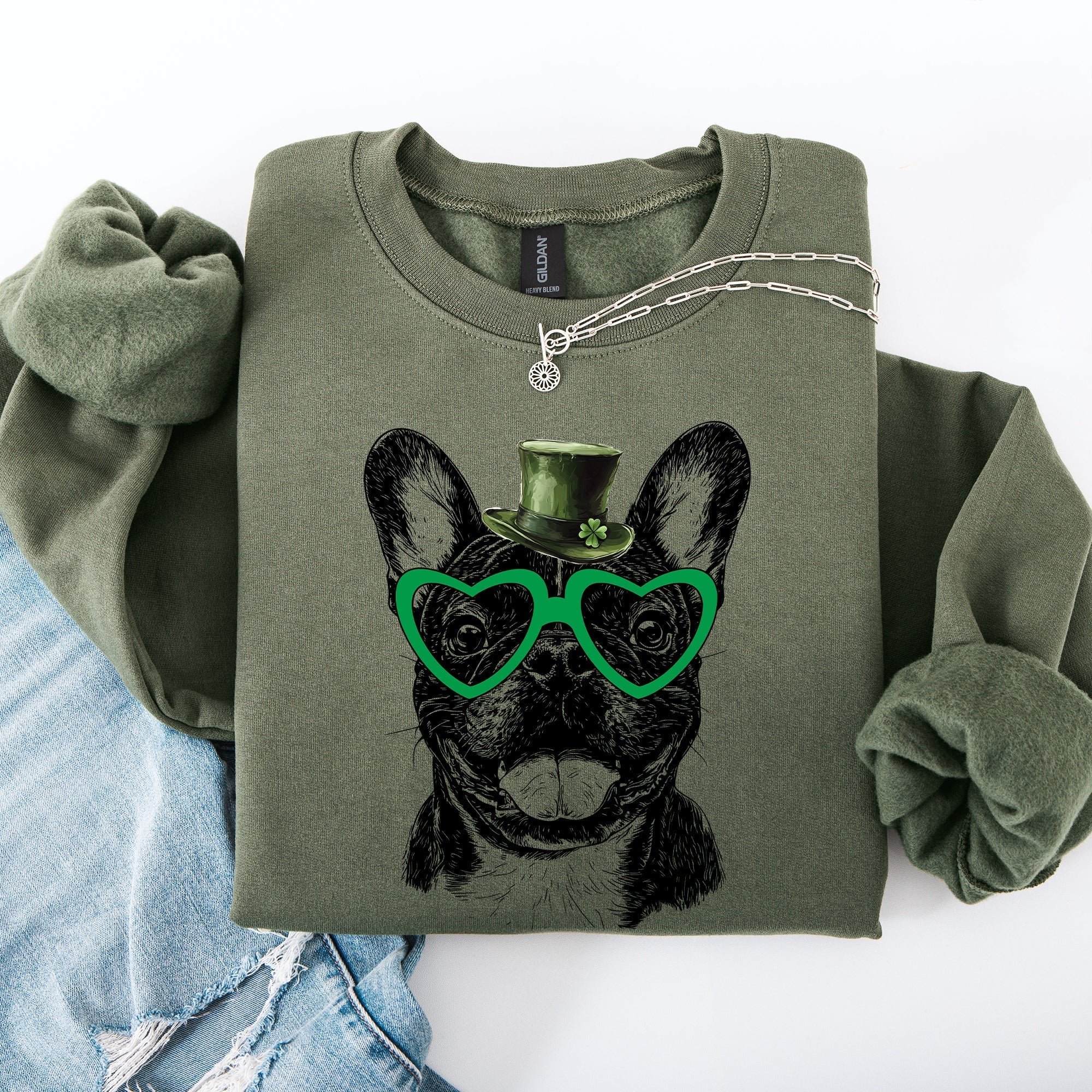 Frenchie, French Bulldog, Adorable Dog, St Patrick's Day, Lucky, Irish Sweatshirt - Che Cose Belle