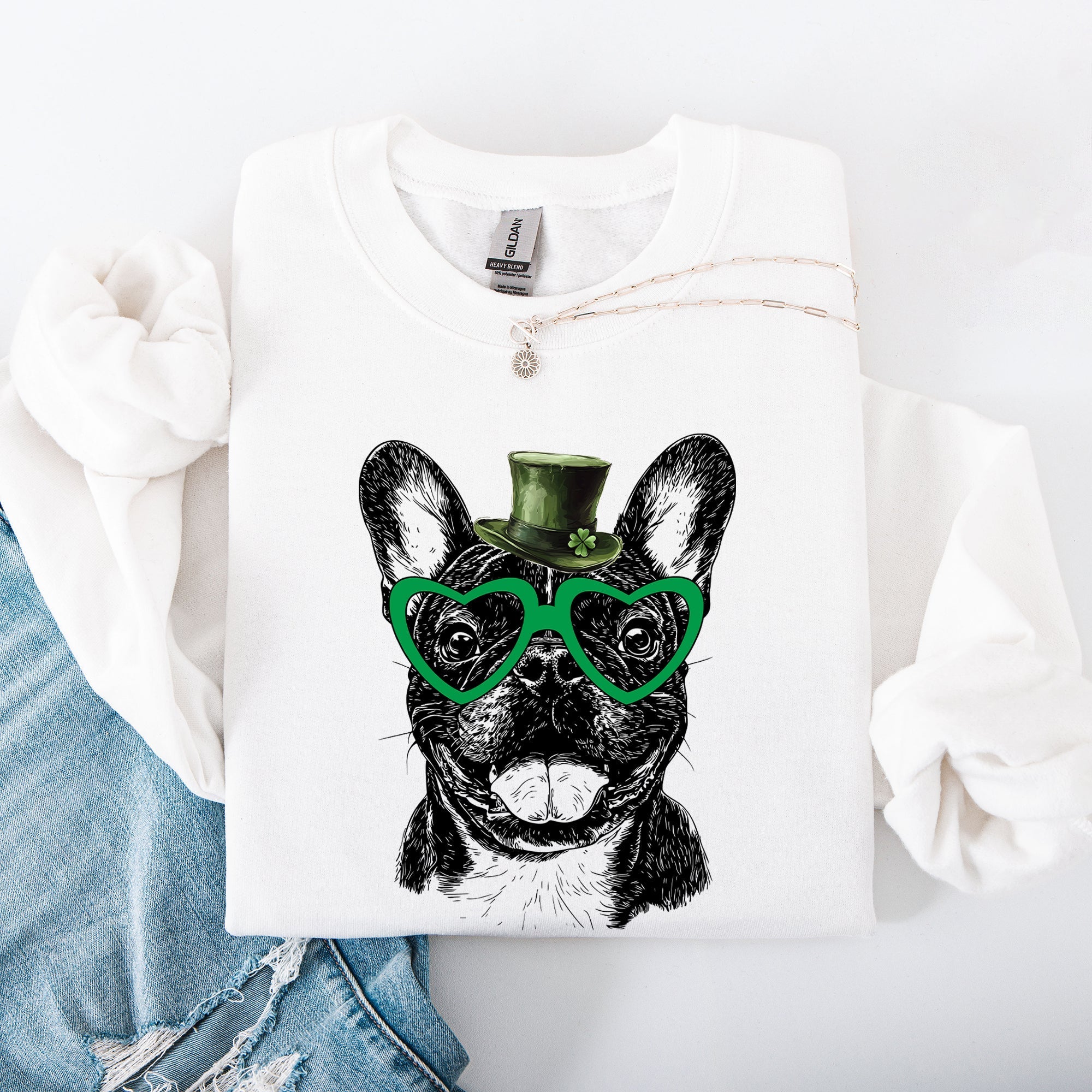 Frenchie, French Bulldog, Adorable Dog, St Patrick's Day, Lucky, Irish Sweatshirt - Che Cose Belle