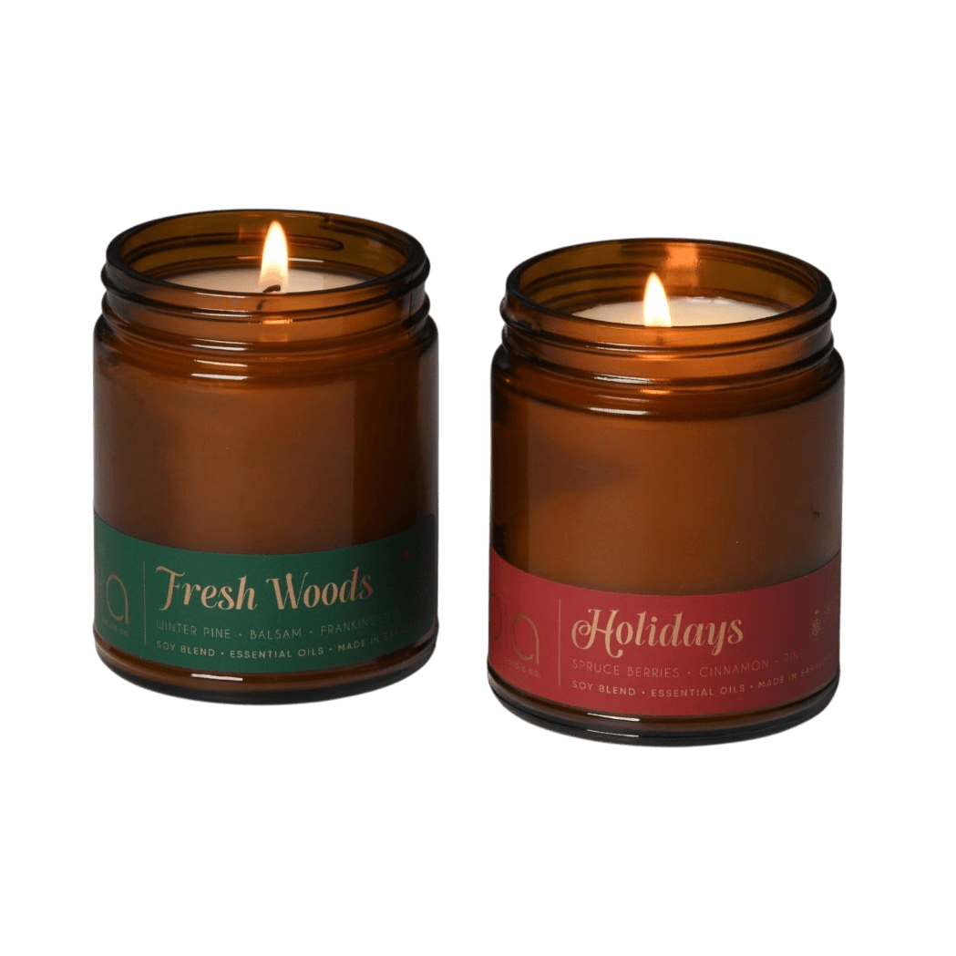 Fresh Woods + Holidays Holiday Duo — 2-Piece Christmas Soy Blend Candle Set - Che Cose Belle