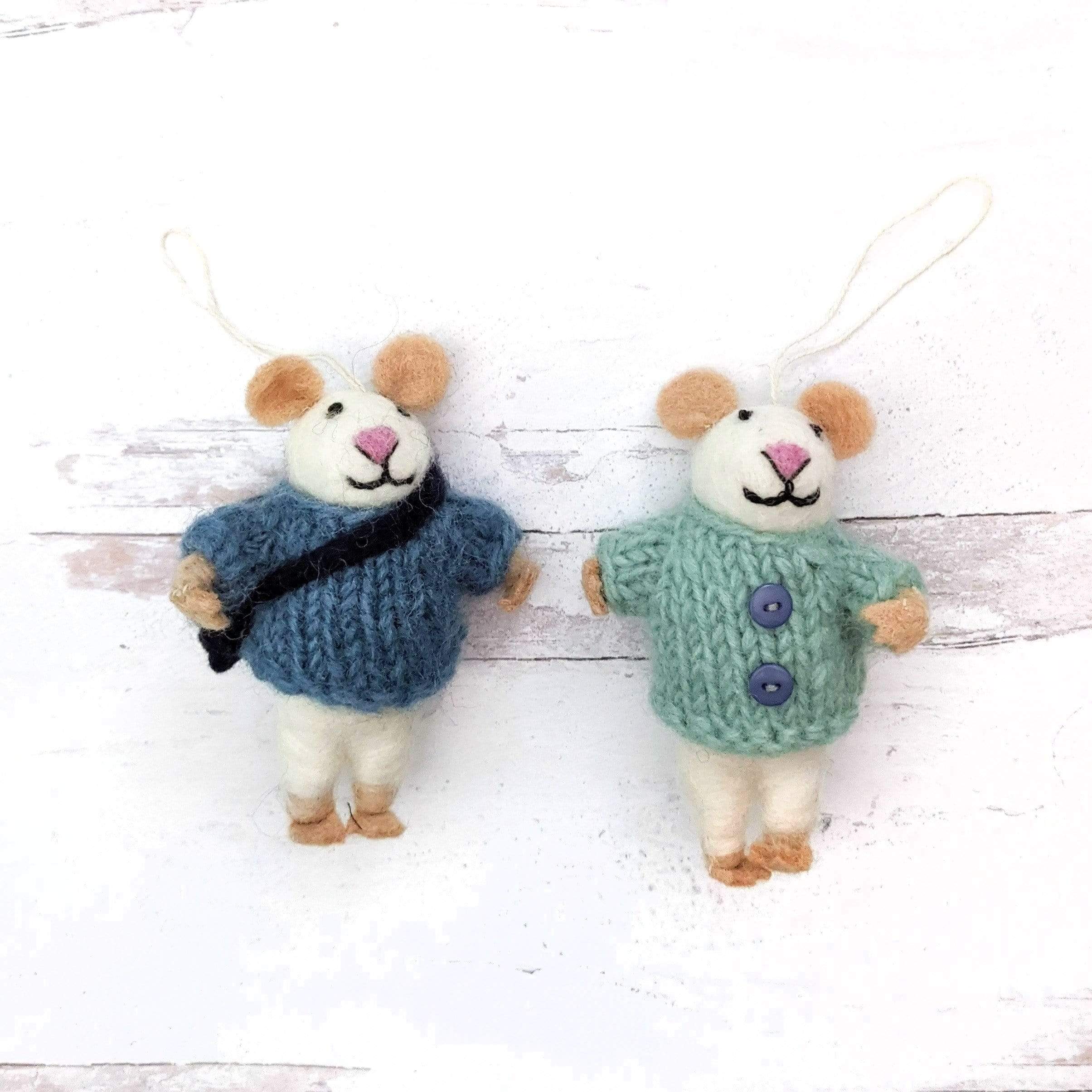 Bruno and Milo Mouse Eco Ornament - Set of 2