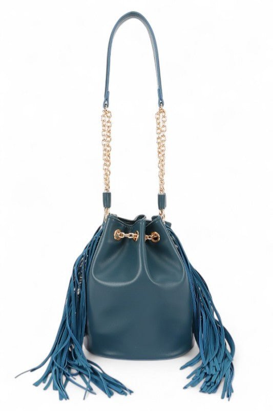 Fringed Accent Boho Bucket Bag - Che Cose Belle