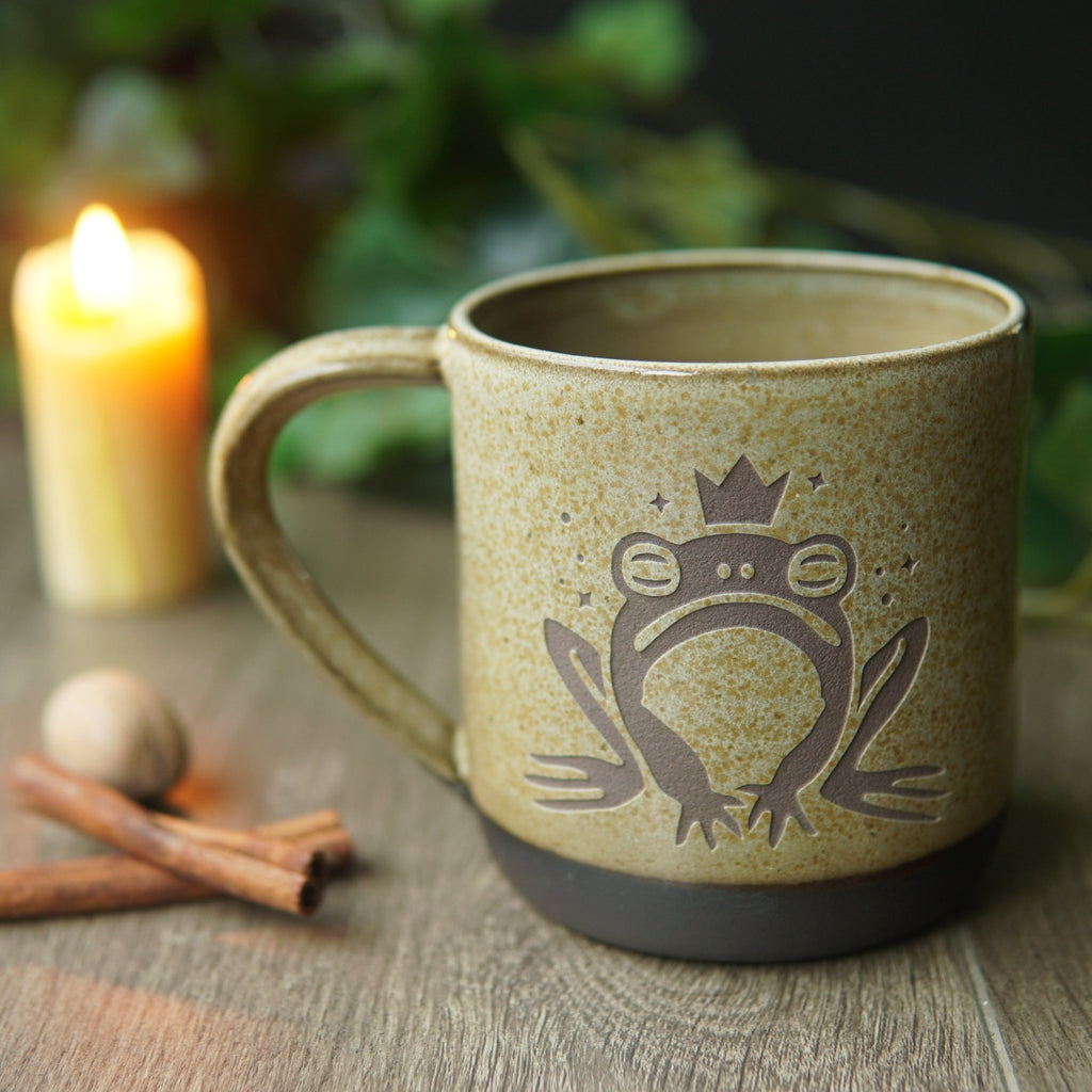 Frog Prince Mug, Farmhouse Style Handmade Pottery - Che Cose Belle