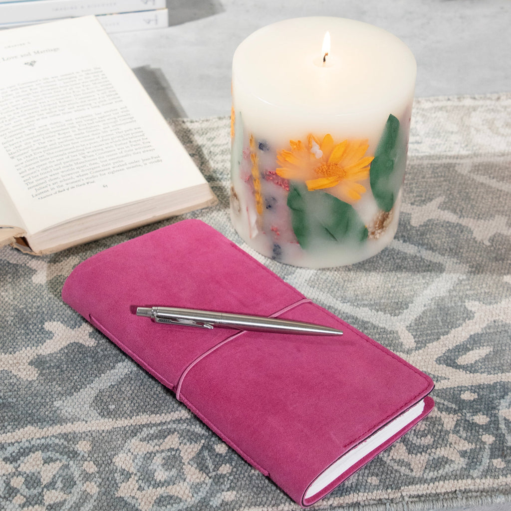 Fuchsia Suede Journal W/ Organic Cotton Paper: Small - Che Cose Belle