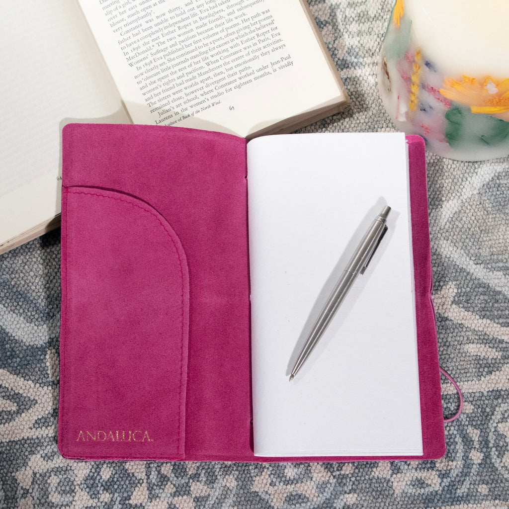 Fuchsia Suede Journal W/ Organic Cotton Paper: Small - Che Cose Belle