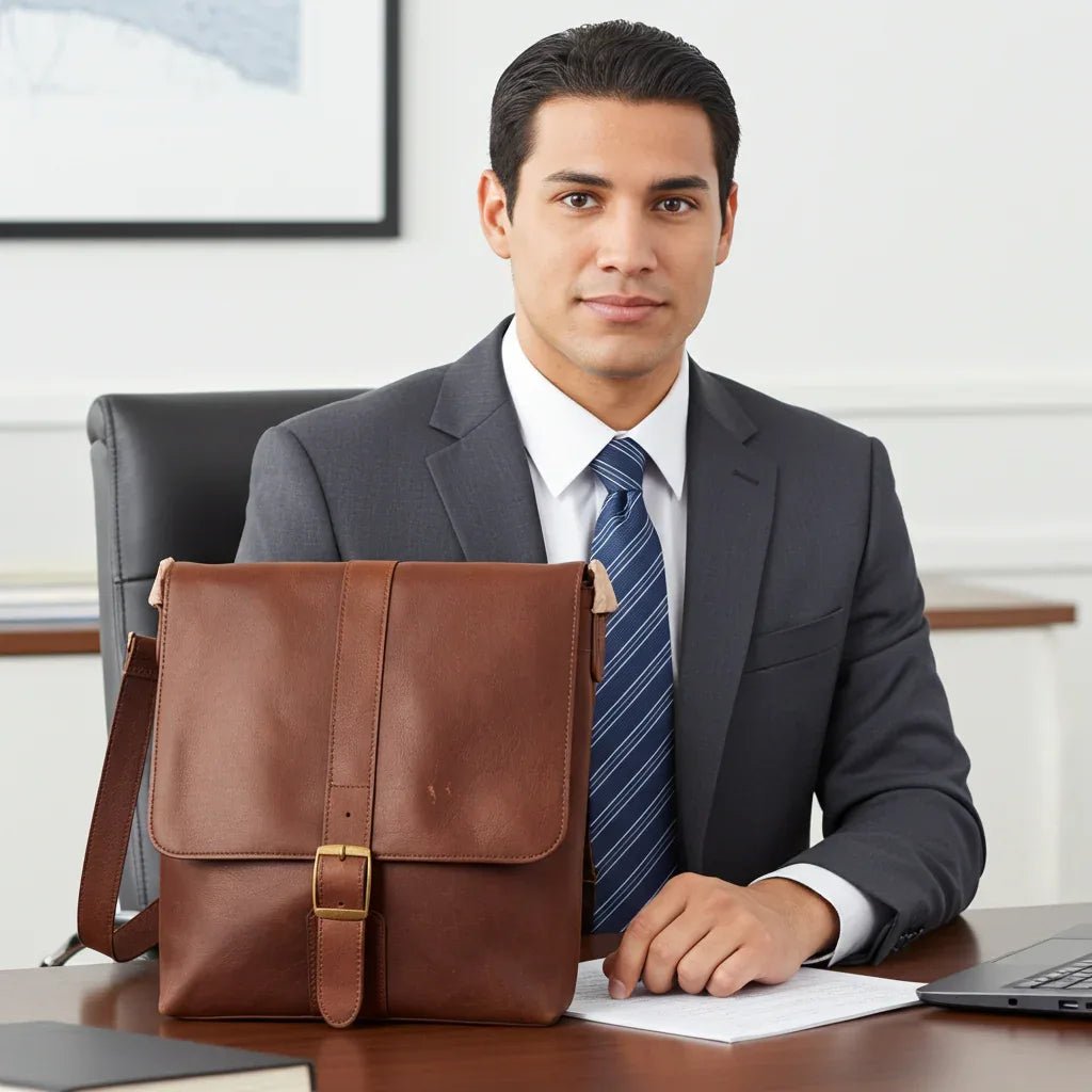 Full Grain Leather Messenger Bag for Men – Crossbody Work & Everyday Shoulder Bag - Che Cose Belle