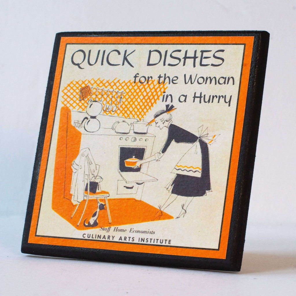 Funny Vintage Cookbook Cover Kitchen Coasters - Che Cose Belle