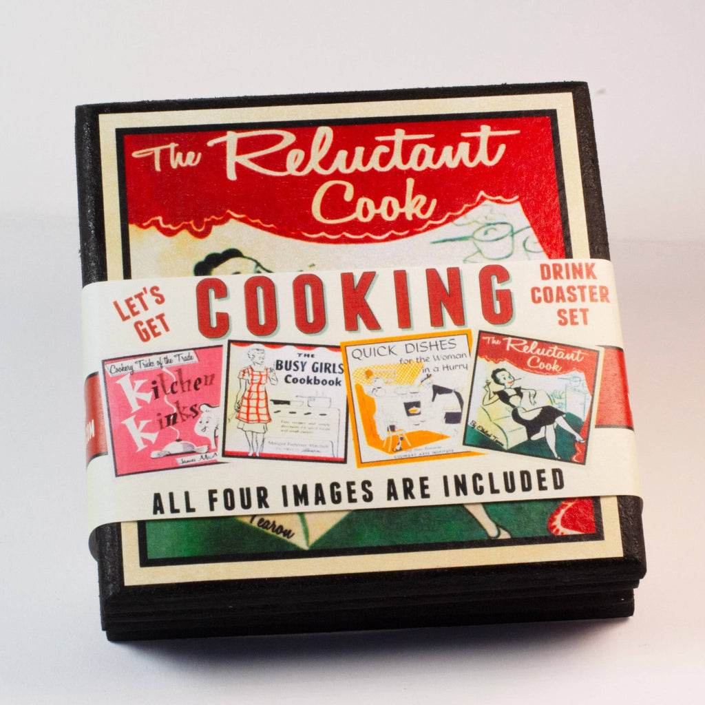 Funny Vintage Cookbook Cover Kitchen Coasters - Che Cose Belle