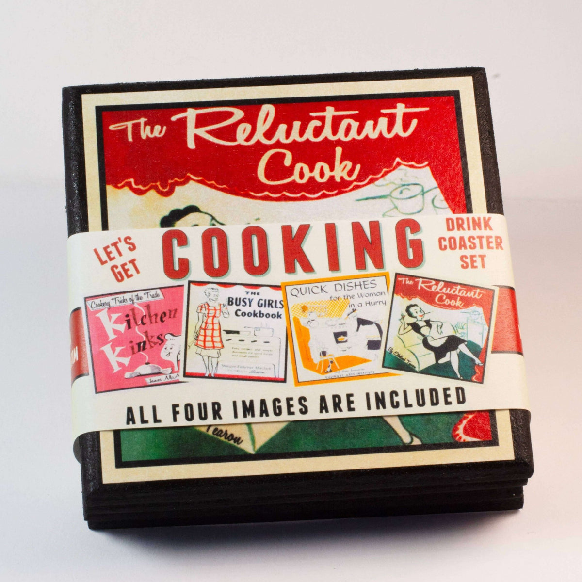 Funny Vintage Cookbook Cover Kitchen Coasters - Che Cose Belle