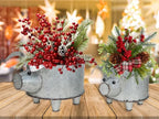 Galvanized Metal Pig Succulent Planter Farmhouse Pig Shaped Bowl Metal Pig Tray Rustic Decor Set of 2 - Che Cose Belle