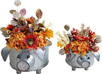 Galvanized Metal Pig Succulent Planter Farmhouse Pig Shaped Bowl Metal Pig Tray Rustic Decor Set of 2 - Che Cose Belle