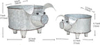 Galvanized Metal Pig Succulent Planter Farmhouse Pig Shaped Bowl Metal Pig Tray Rustic Decor Set of 2 - Che Cose Belle