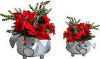 Galvanized Metal Pig Succulent Planter Farmhouse Pig Shaped Bowl Metal Pig Tray Rustic Decor Set of 2 - Che Cose Belle