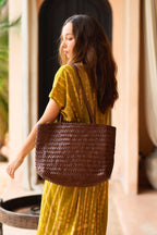 Garcia Artisan Handwoven Leather Tote in Brown - Che Cose Belle