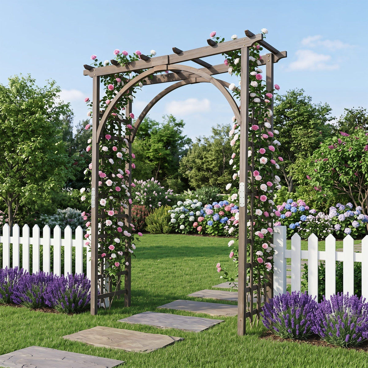 Garden Arch Trellis 85" Tall Fir Wood for Climbing Plants - Che Cose Belle