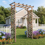Garden Arch with Gate 85" Tall Wood for Climbing Plants - Che Cose Belle