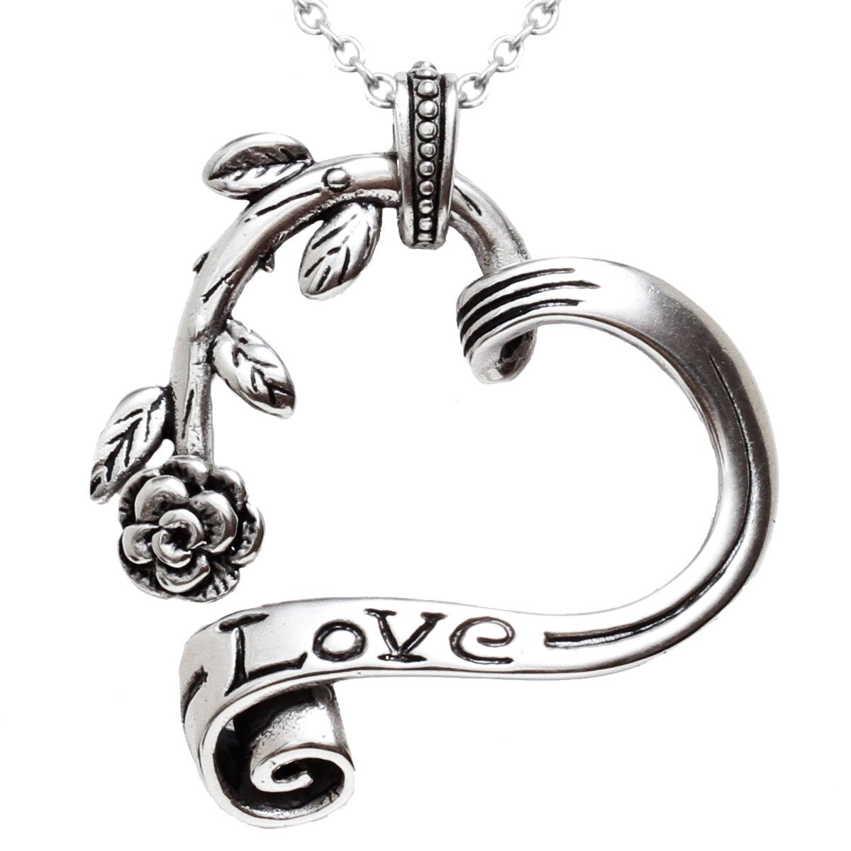 Garden Heart Necklace Floral Pendant Silver Gift For Women - Che Cose Belle