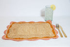 Garden Party placemats with Pink and Orange Edges, Hand Woven Rectangular Table Mat - Che Cose Belle