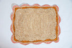 Garden Party placemats with Pink and Orange Edges, Hand Woven Rectangular Table Mat - Che Cose Belle