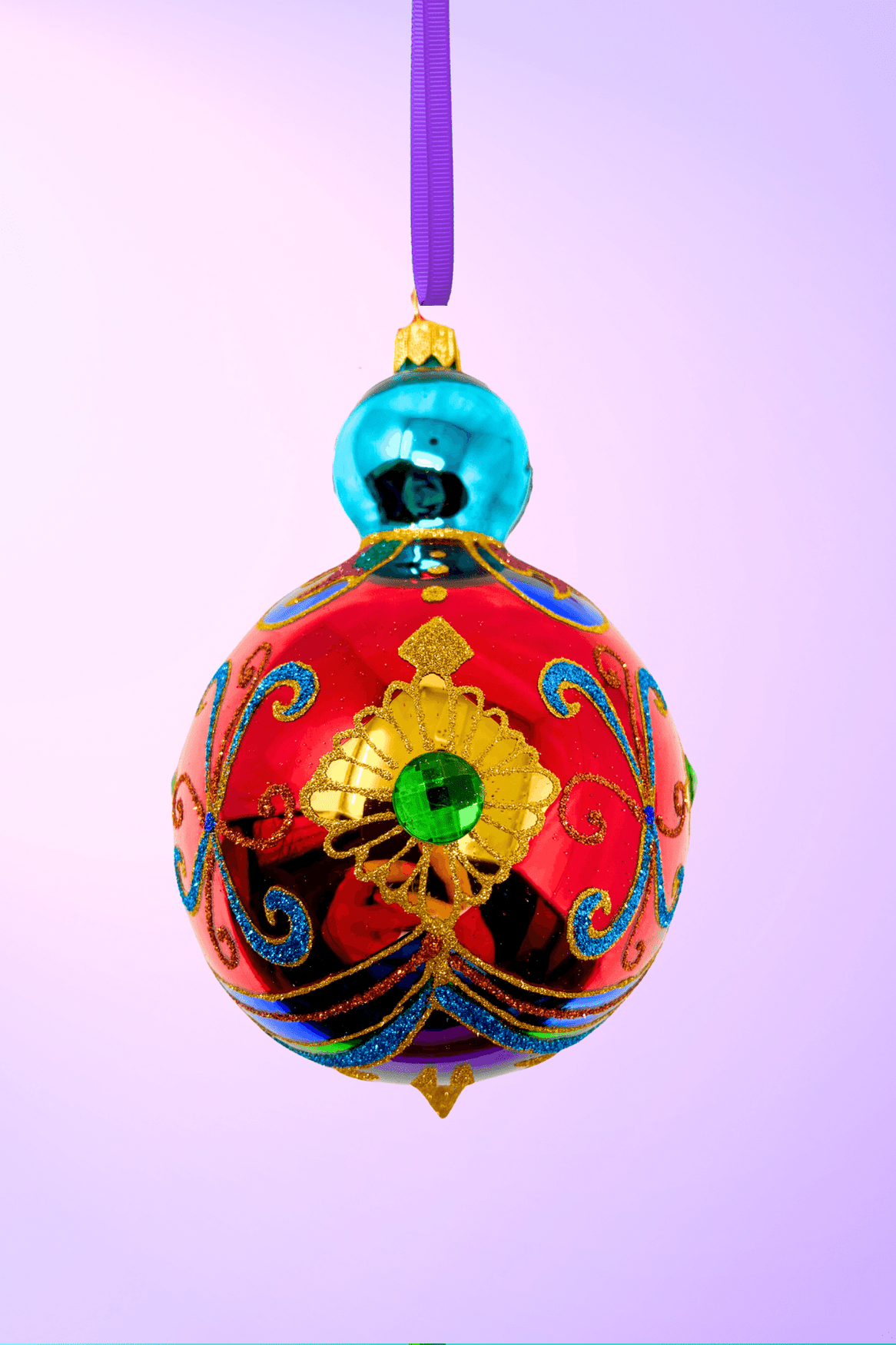 Garnet Sparkling Gem Glass Christmas Bauble - Che Cose Belle