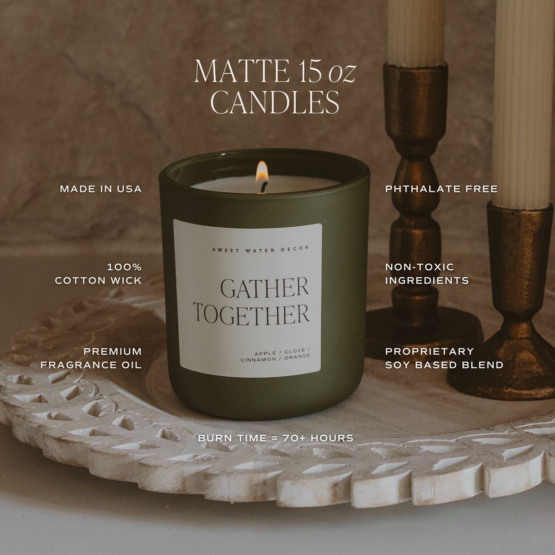 Gather Together Soy Candle - Olive Matte Jar - 15 oz - Che Cose Belle