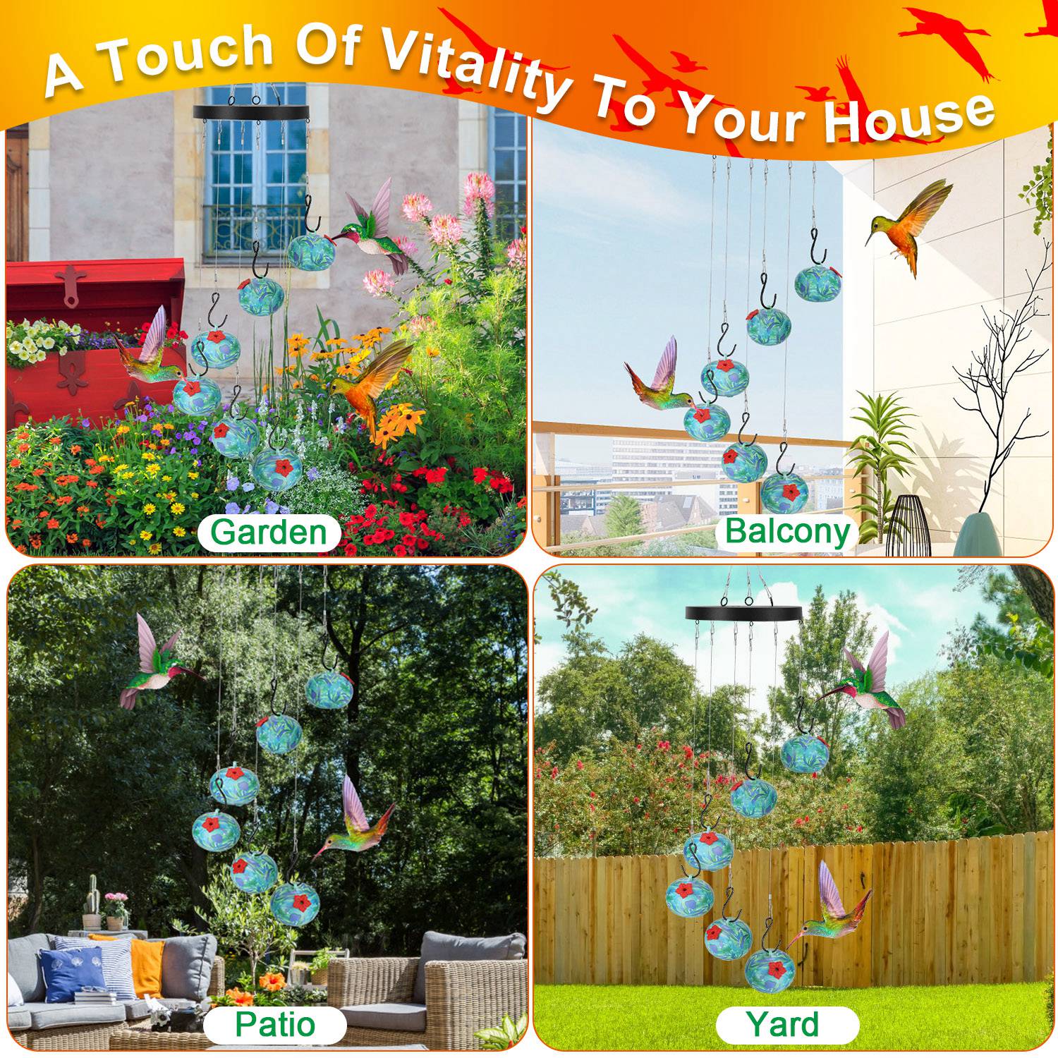 GBruno Wind Chimes Humming Bird Feeder - Che Cose Belle
